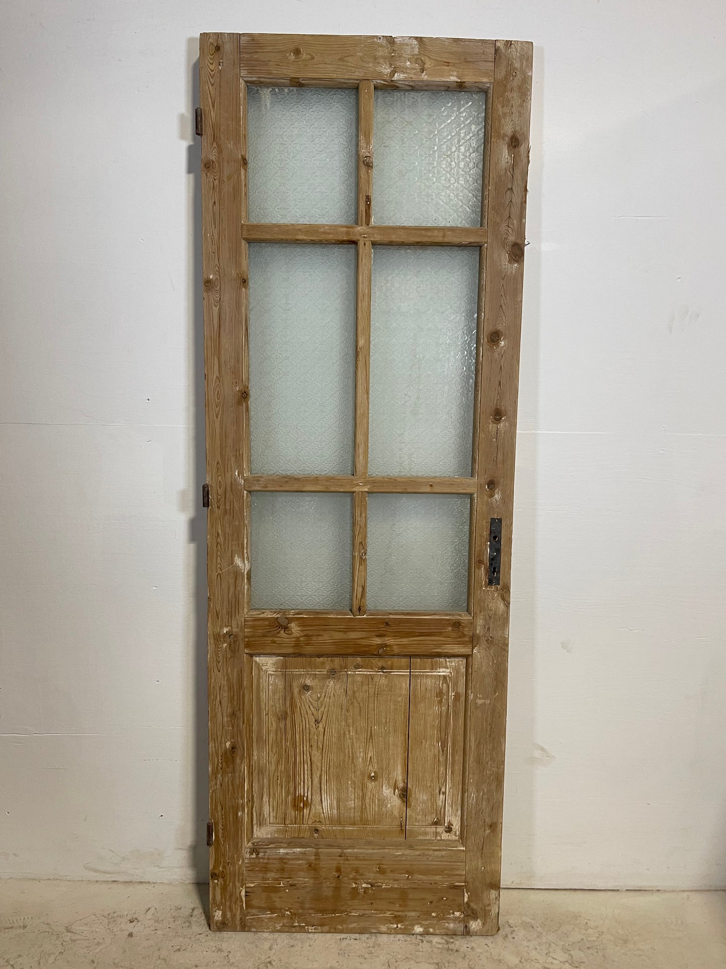 Antique French Panel Door with Glass  (80.5x27.5) L257