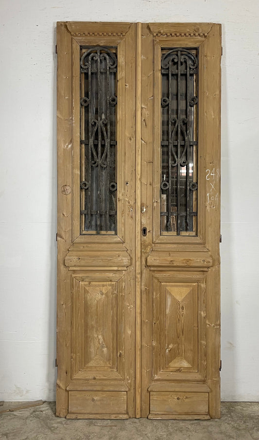 Antique French Panel Doors with Metal (97.5 x 40.5) M063