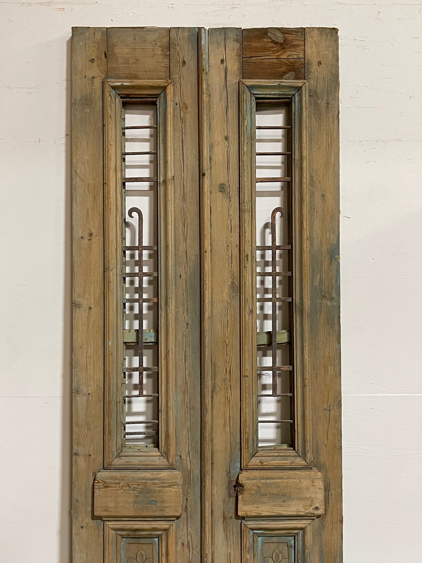 Antique French Panel Doors with metal (92.25x32) J112