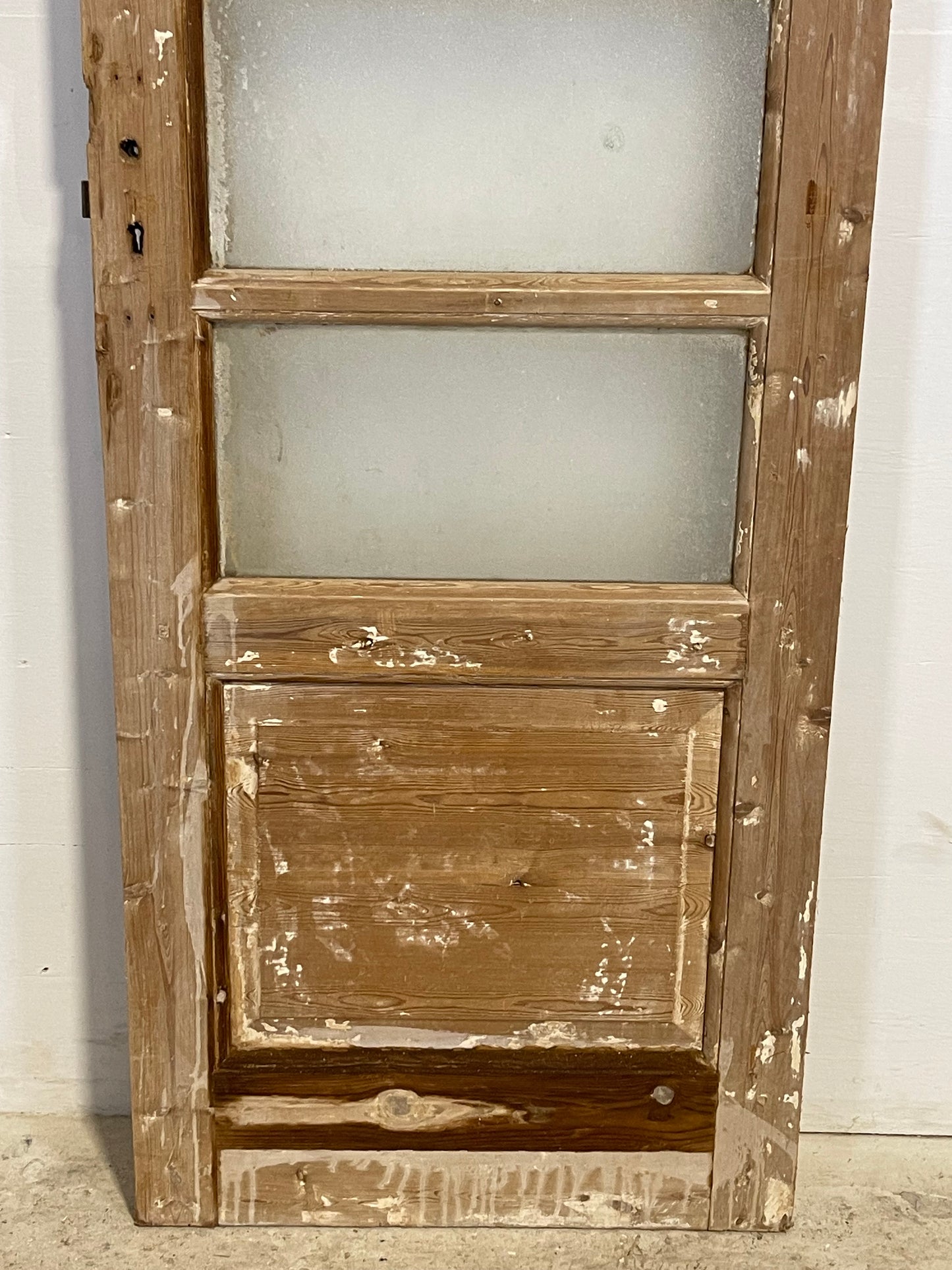 Antique French Panel Door with Glass  (88.75x27.75) L309