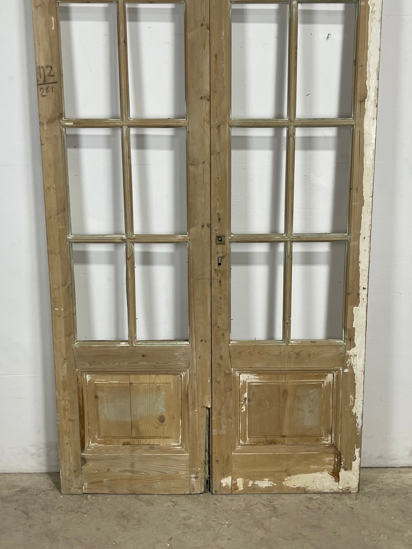 Antique  French Panel Doors with glass (103x44.5)   M115