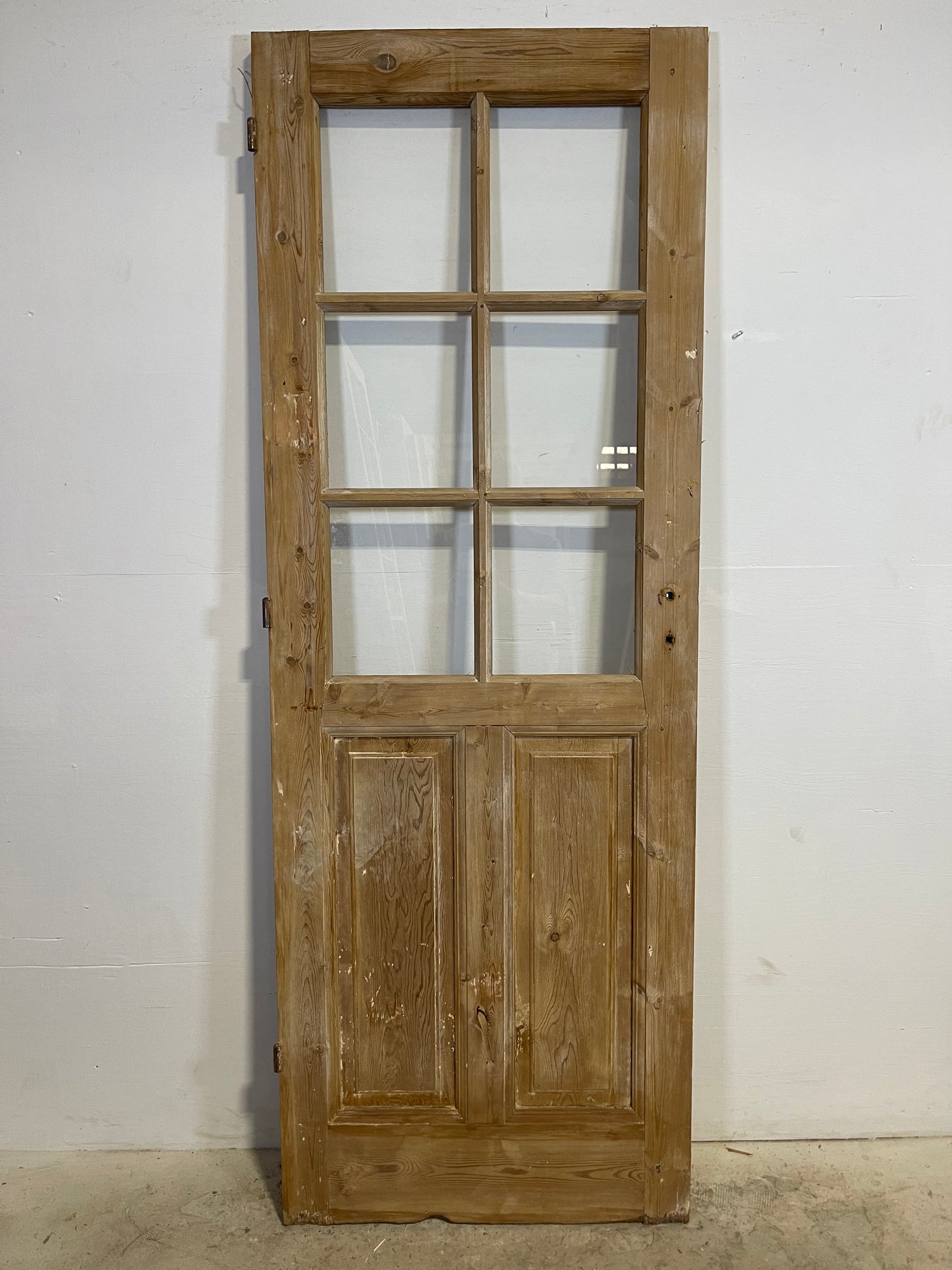 Antique French Panel Door with Glass  (84.25x30.25) L326