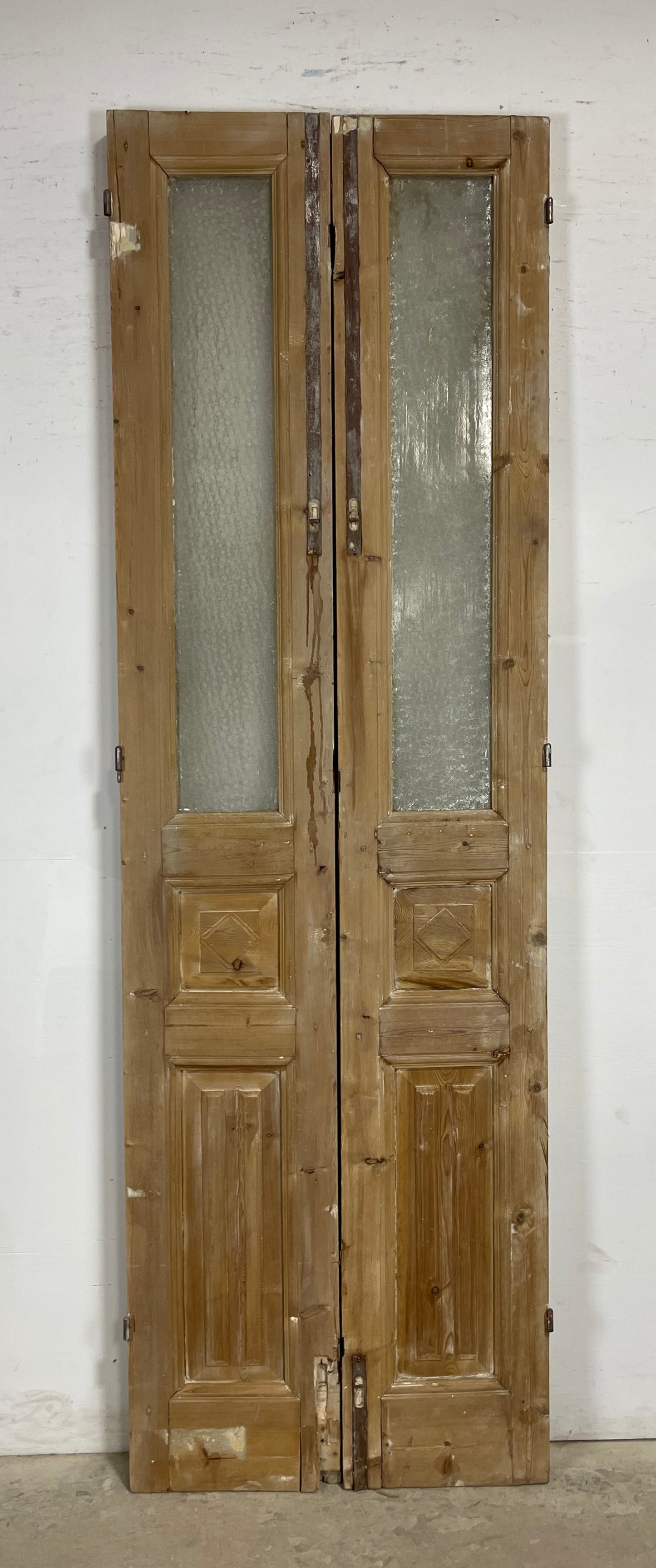 Antique  French Panel Doors with glass (102x32)   M084