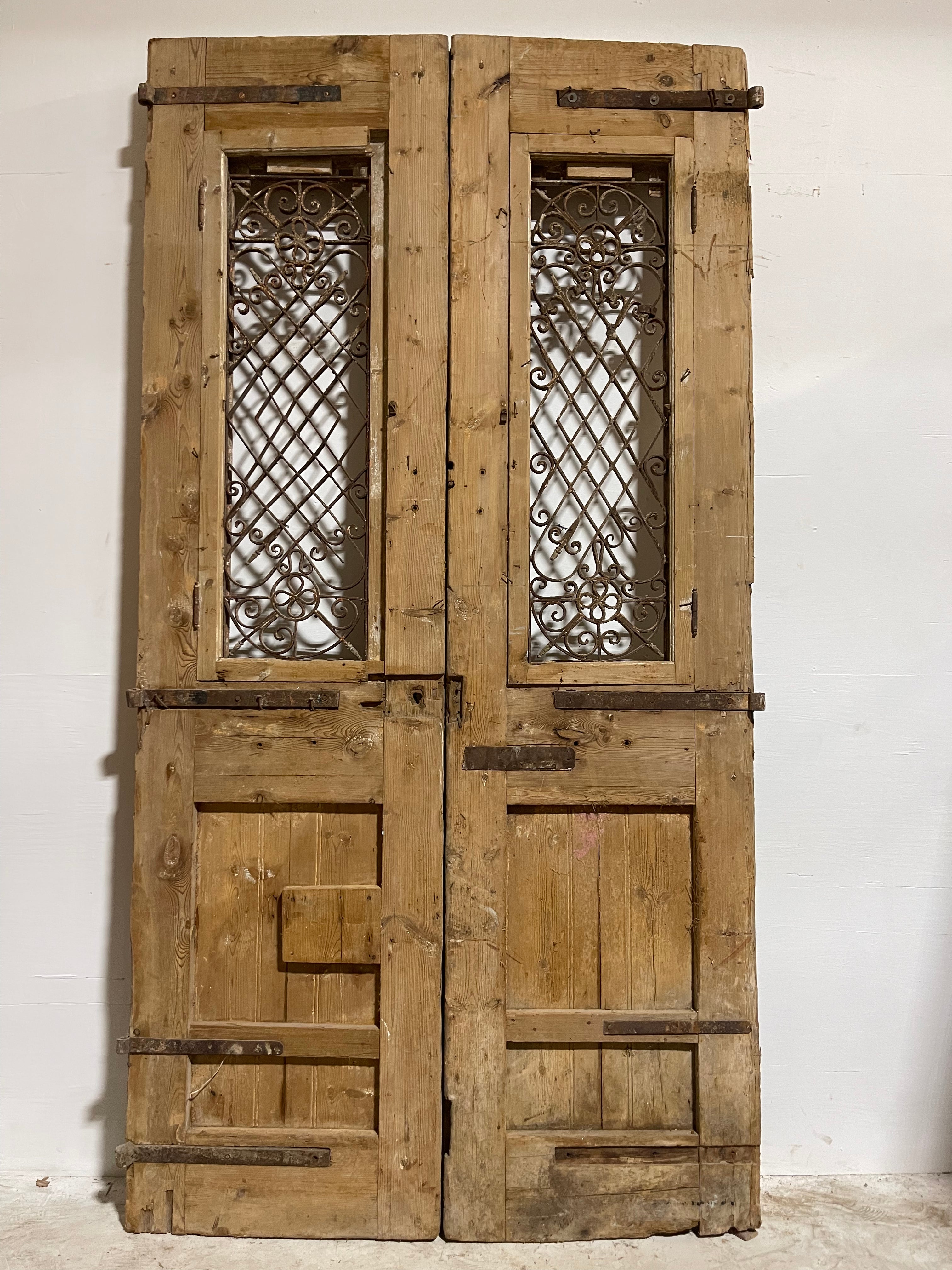 Antique French panel Doors with Metal (105.5x54.75) J104