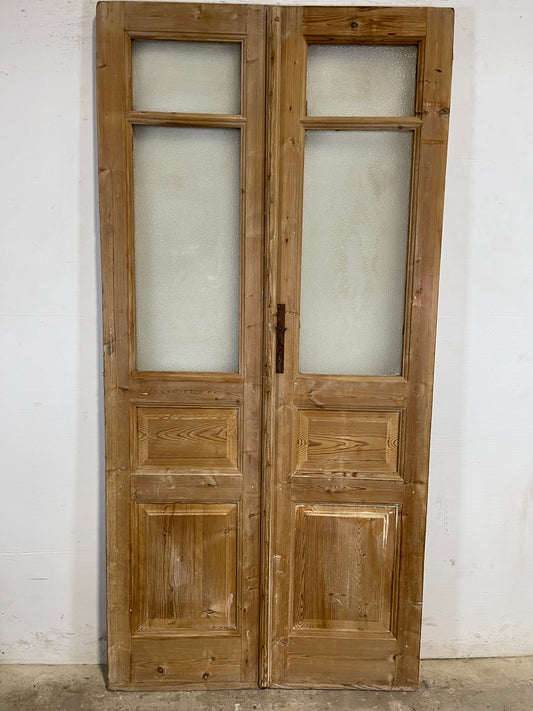 Antique French panel doors with glass (83x40) L112