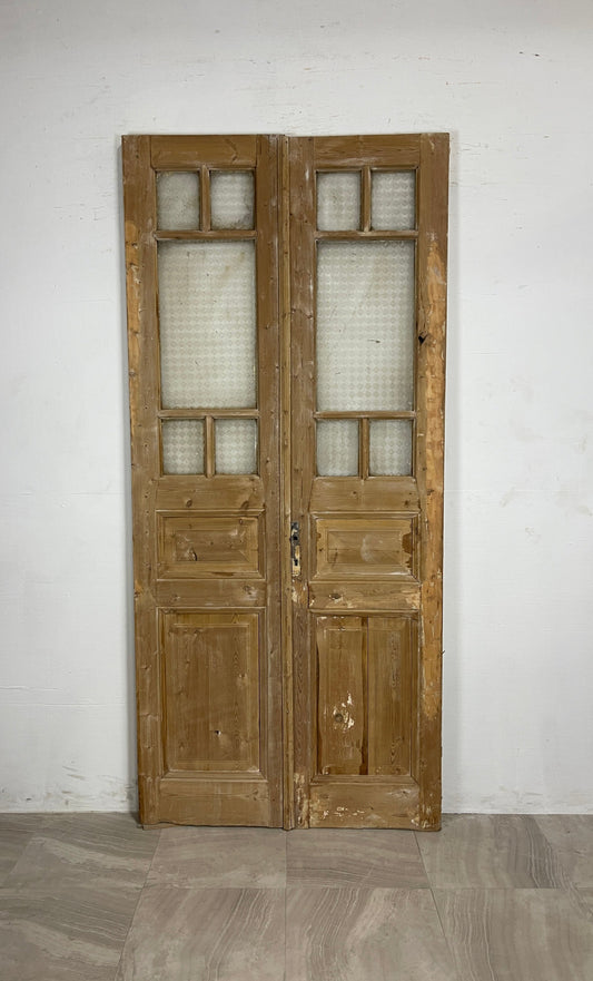 Antique French Panel Doors with Glass   (95.75 x 43.5)   N052