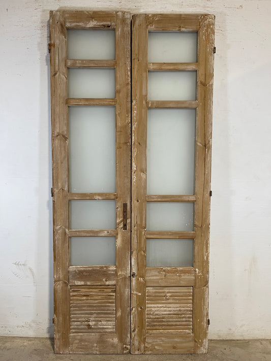 Antique French panel doors with glass (91.75x42.25) L178