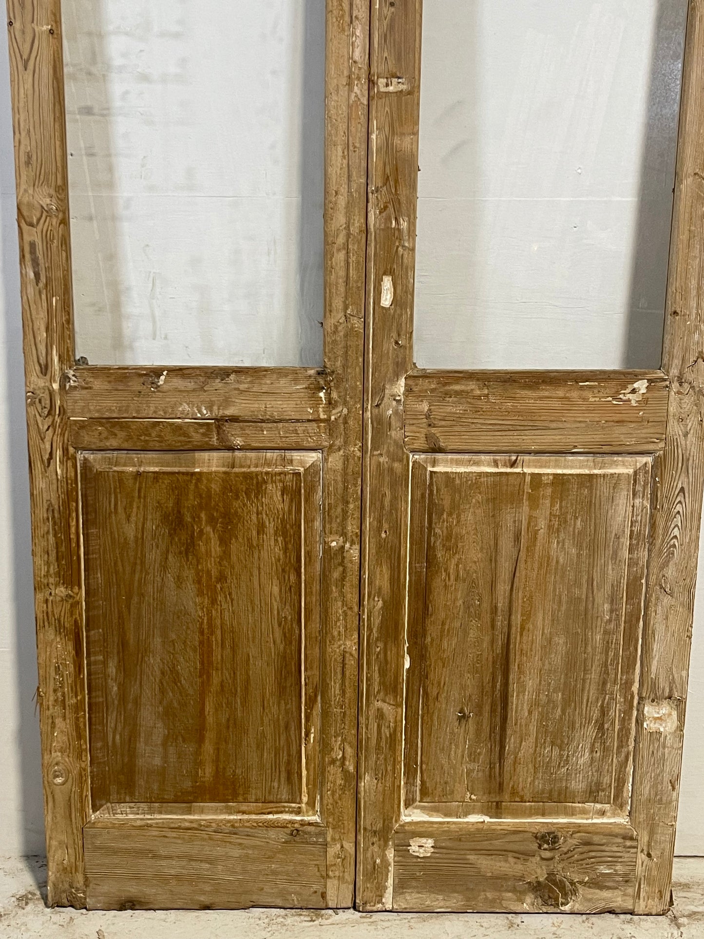 Antique French panel doors with glass (90.75x43) L208