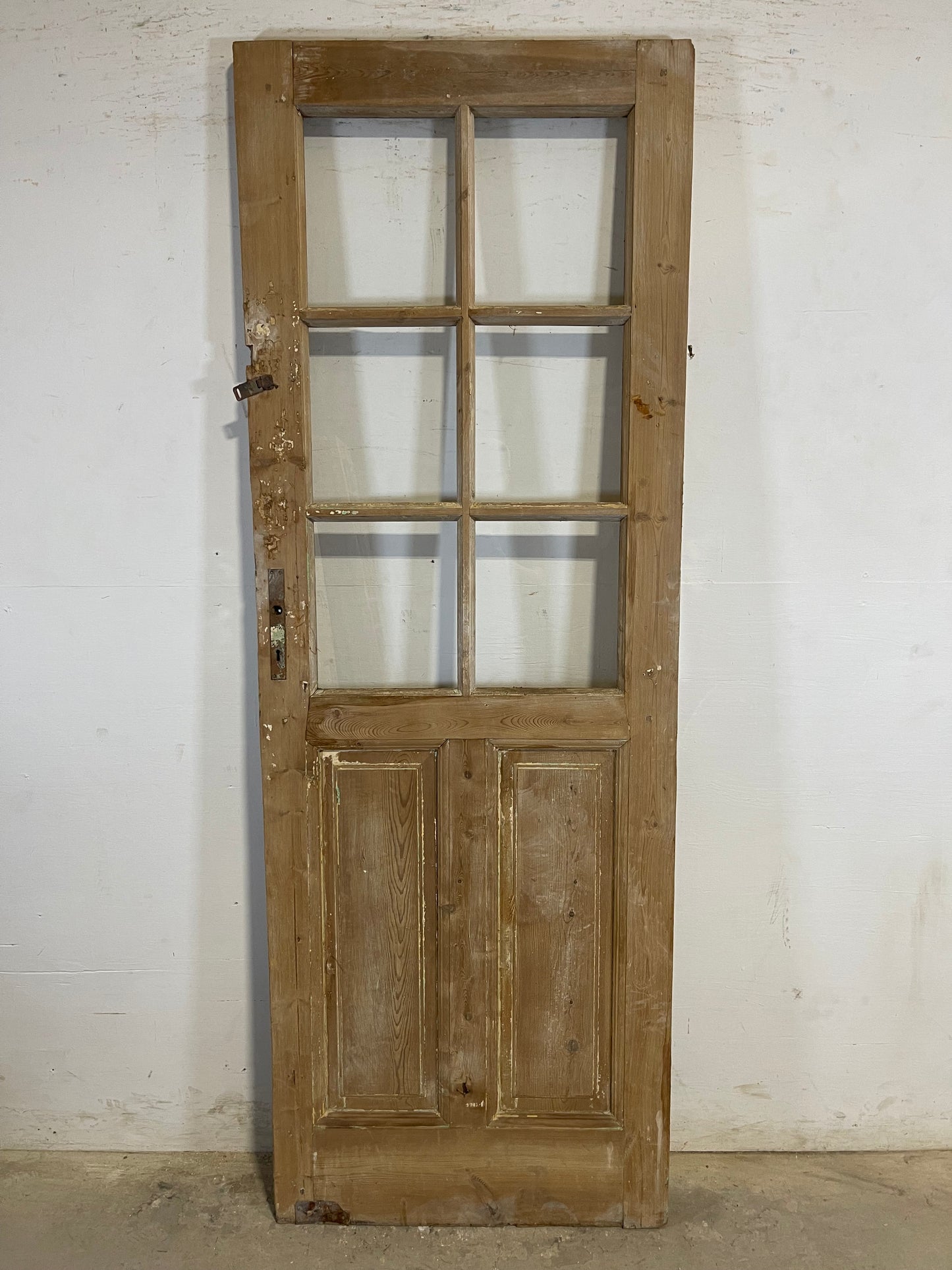 Antique French Panel Door with Glass  (84x30) L143s