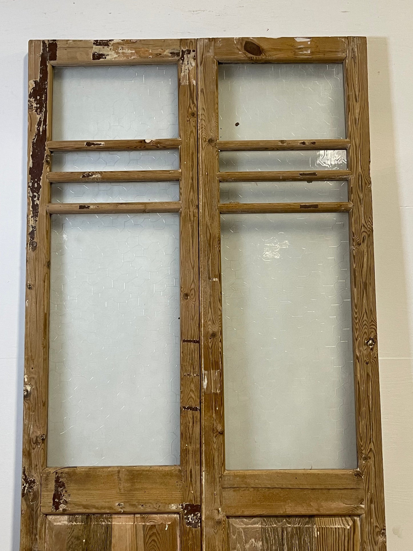 Antique French panel doors with glass (87.75x42.5) L225