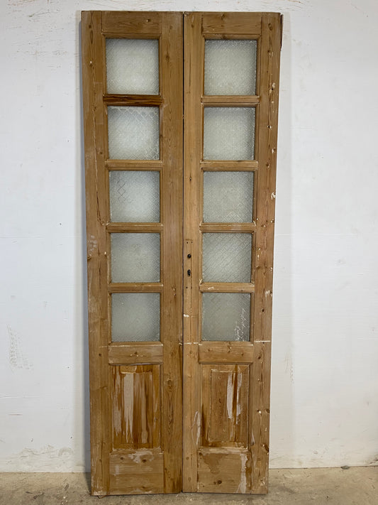 Antique French panel doors with glass (85.5x33.25) K331