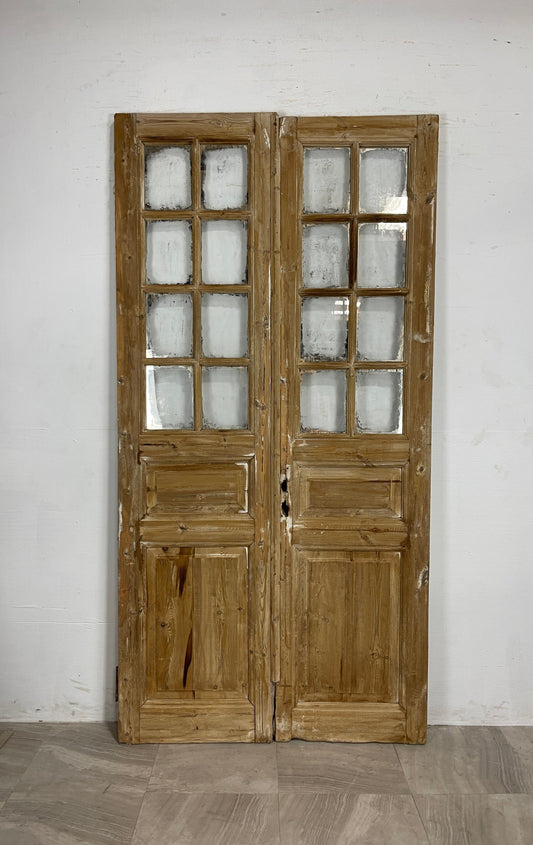 Antique French Panel Doors with Glass   (94.75 x 47.5)   N054