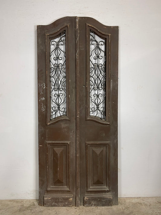 Antique French Panel Doors with Metal (92 x 39.5) M011