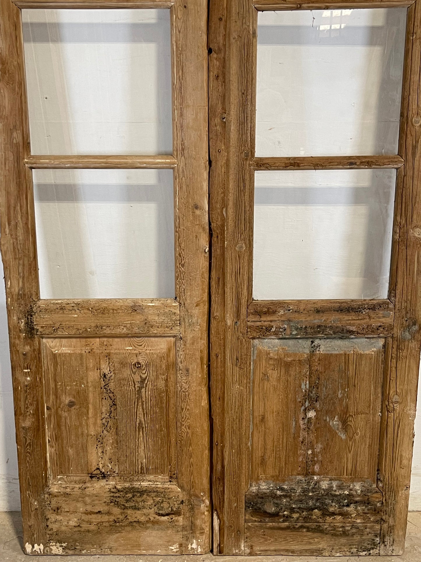 Antique French panel doors with glass (92.75x43.75) L163