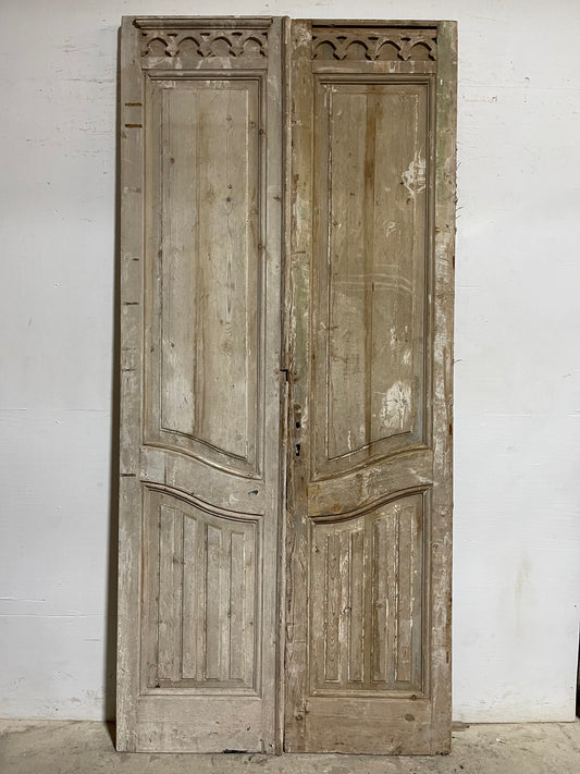 Antique  French Panel Door with Carving  (104.25x47.5) L006