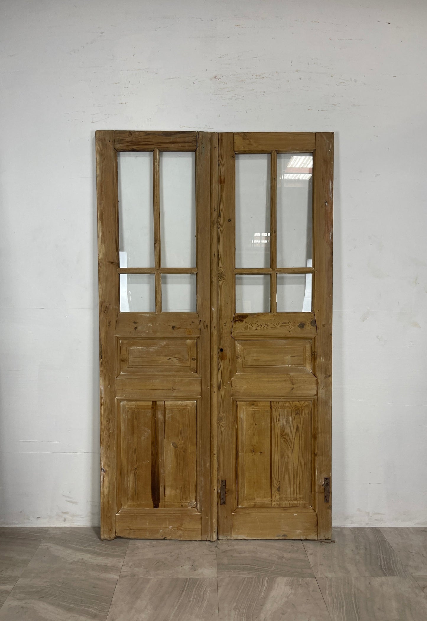 Antique French Panel Doors with Glass   (84 x 48)   N031