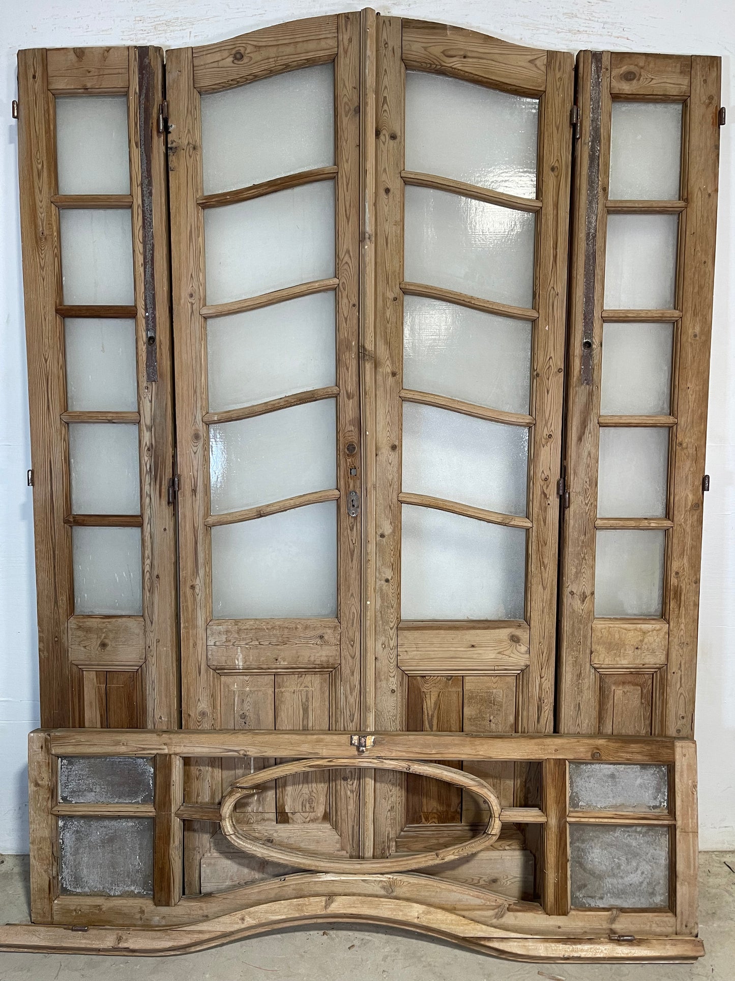 Antique French doors with glass and Transom  (  89&86 x 67.5) K217