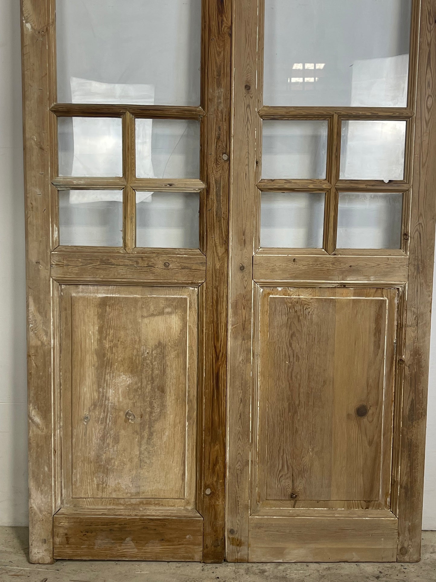 Antique French panel arched doors with glass (98x46.5) M001