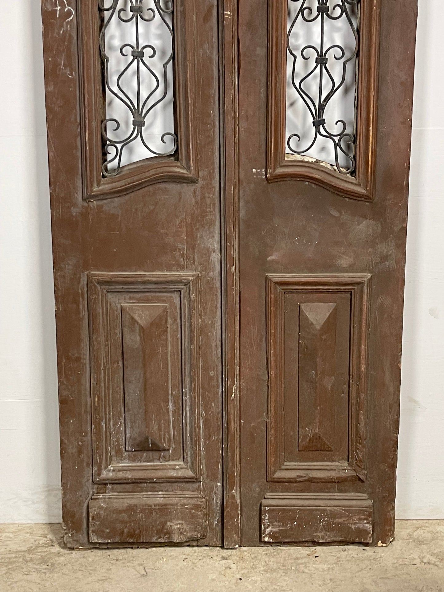 Antique French Panel Doors with Metal (96 x 39) M010