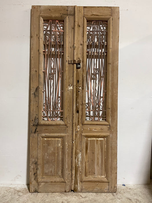 Antique French Panel Door with Metal (94.25x44.50) J109