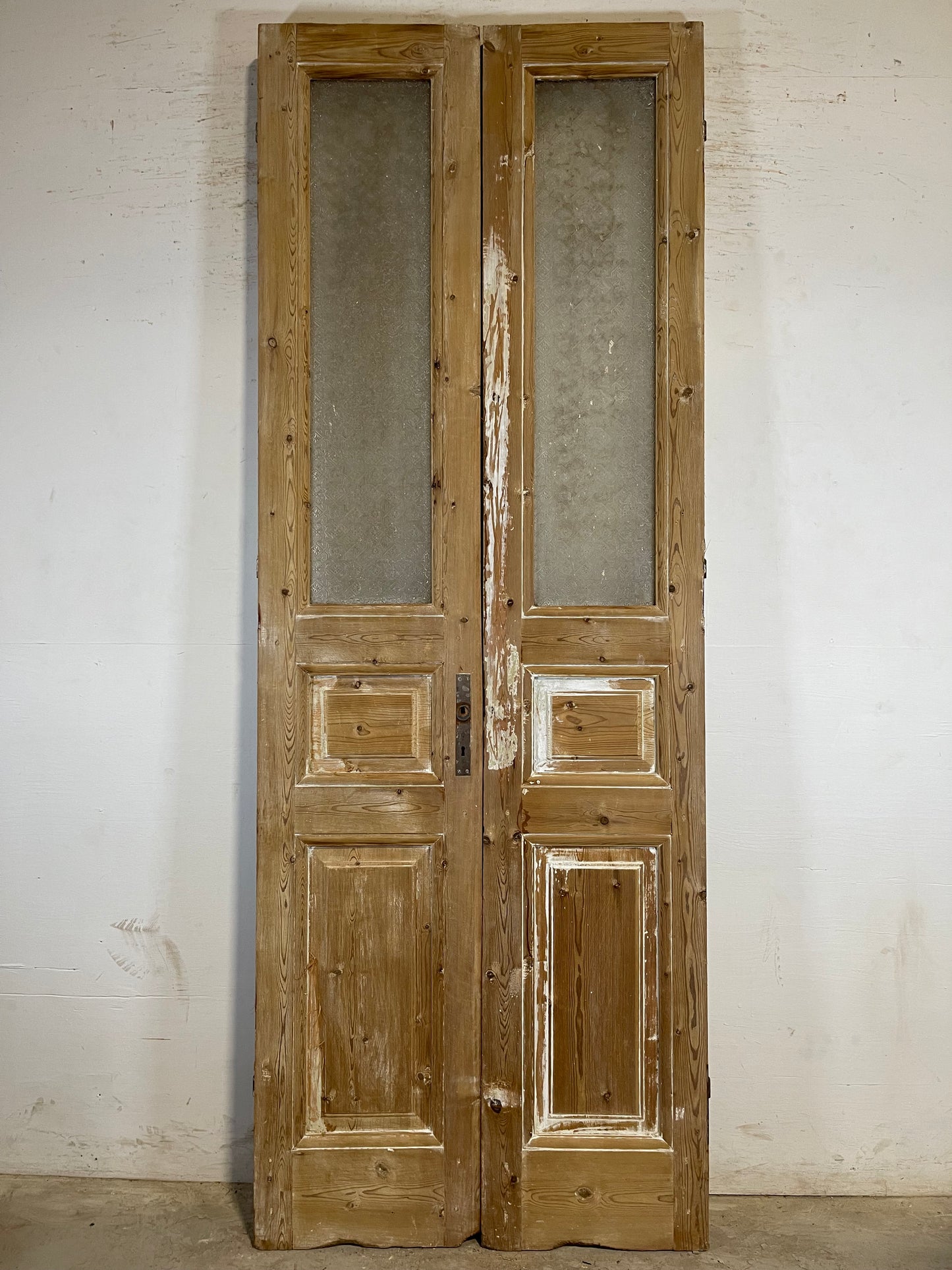 Antique French panel doors with glass (99.5x36.5) L172