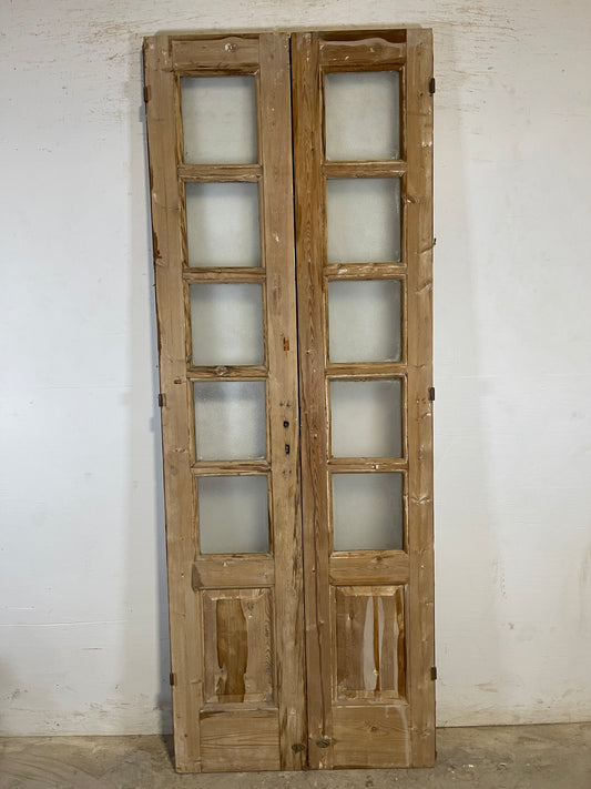 Antique French panel doors with glass (87.75x33) L148