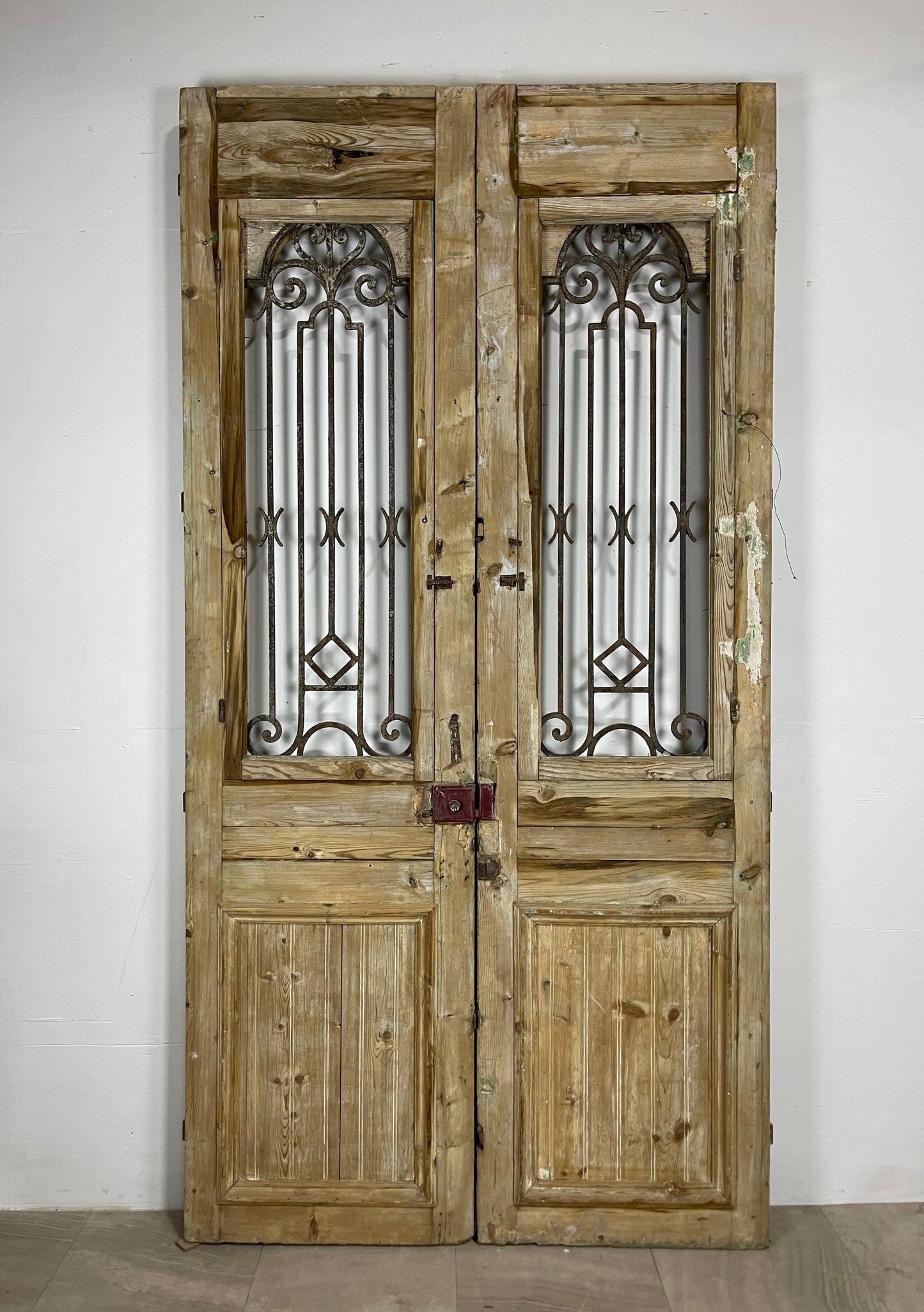 Antique French panel doors with Metal (106.25 x 54.75) O21