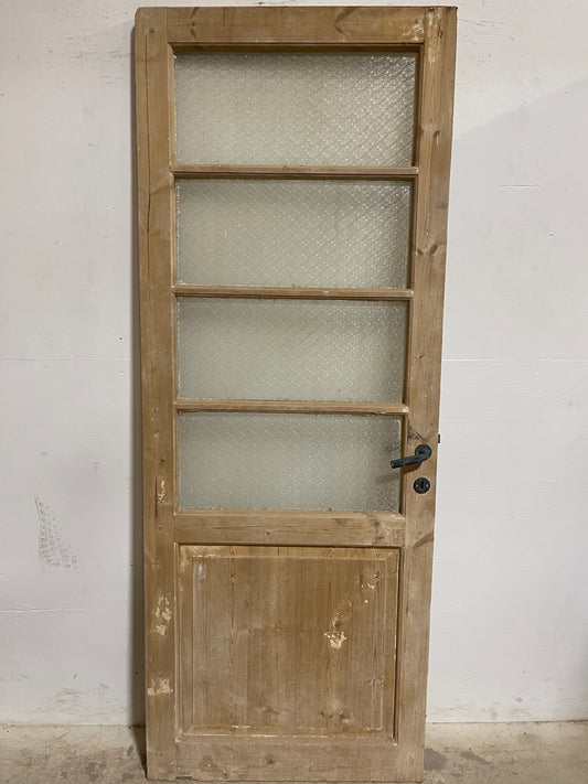 Antique  French Panel Door with Glass  (84x32) J919