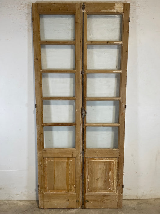 Antique French panel doors with glass (89.25x38.5) L143