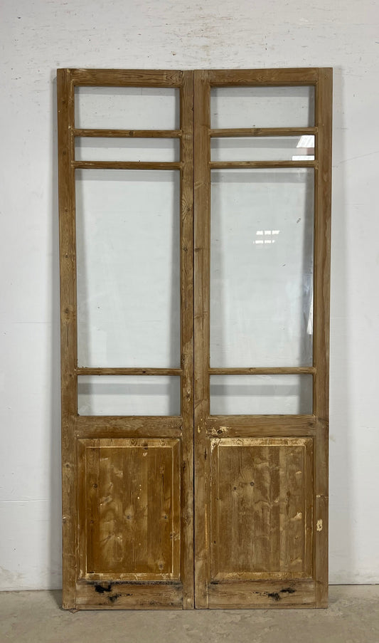 Antique  French Panel Doors with glass (88.5x44.5)   M086