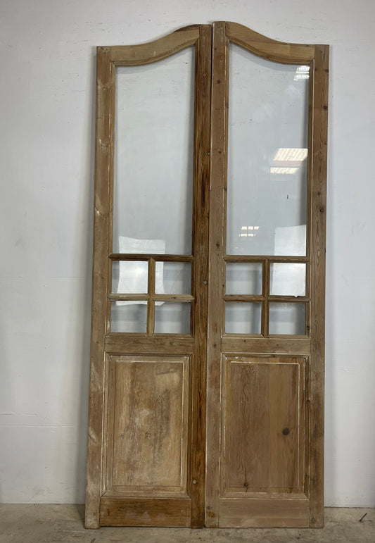 Antique French panel arched doors with glass (98x46.5) M001