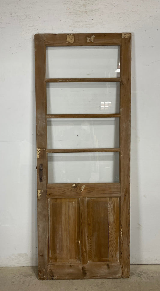 Antique French Panel Door with Glass  (84 x 32.25) M239