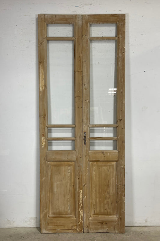Antique  French Panel Doors with glass (101.5x40)   M104