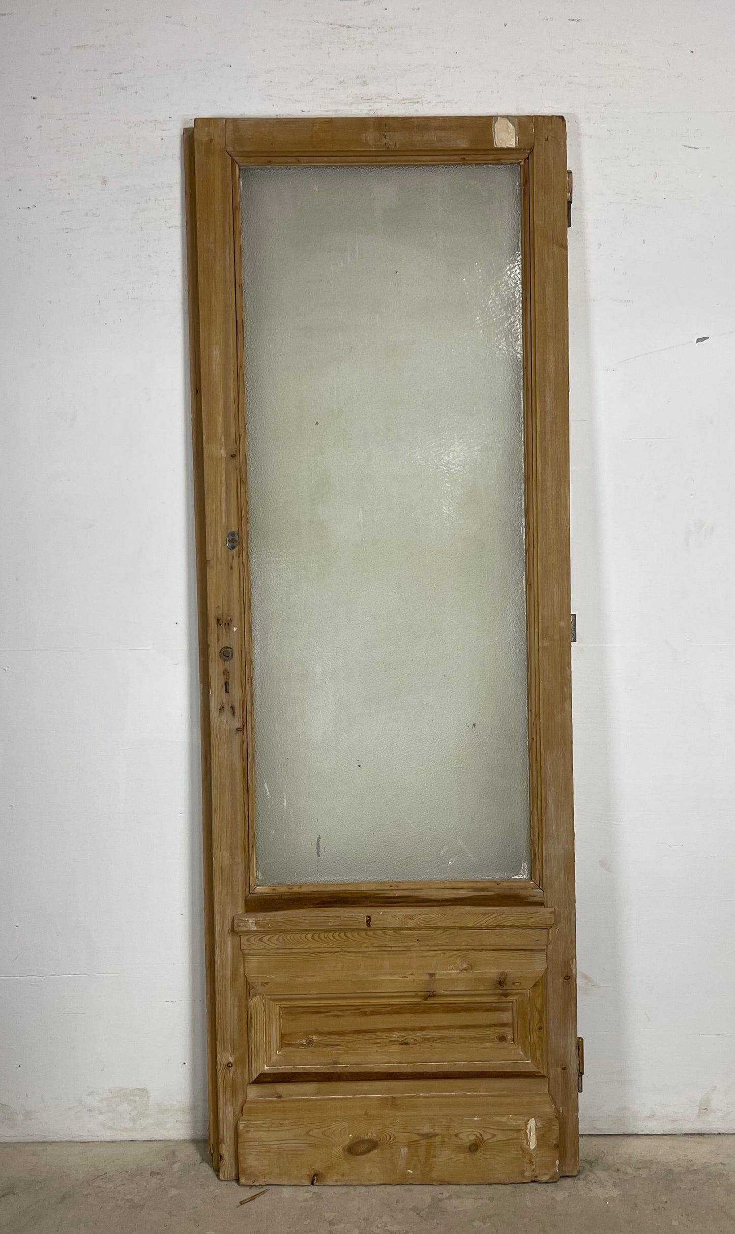 Antique  French Panel Door with glass (94.75 x 33.5)   M100