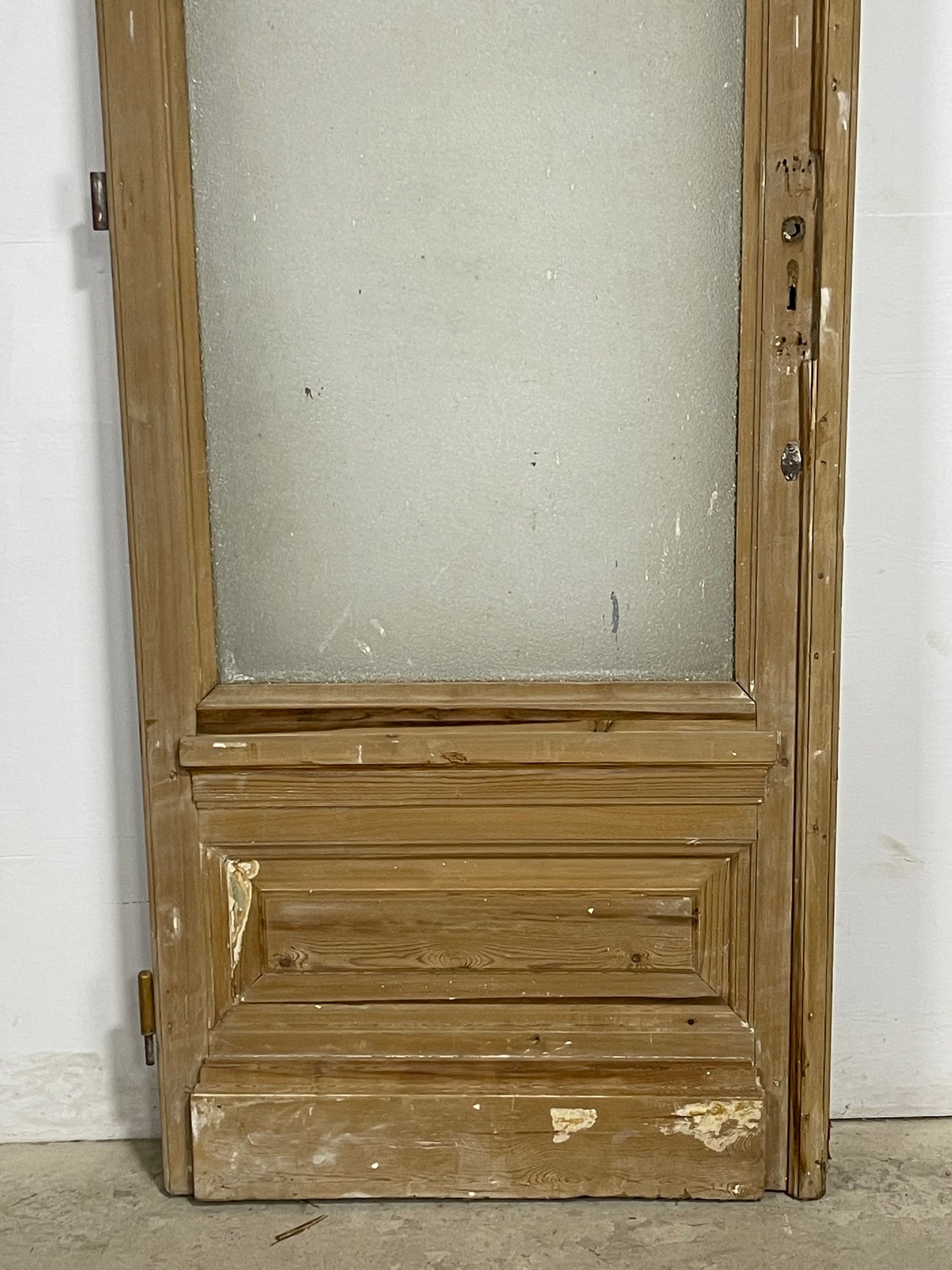 Antique  French Panel Door with glass (94.75 x 33.5)   M100