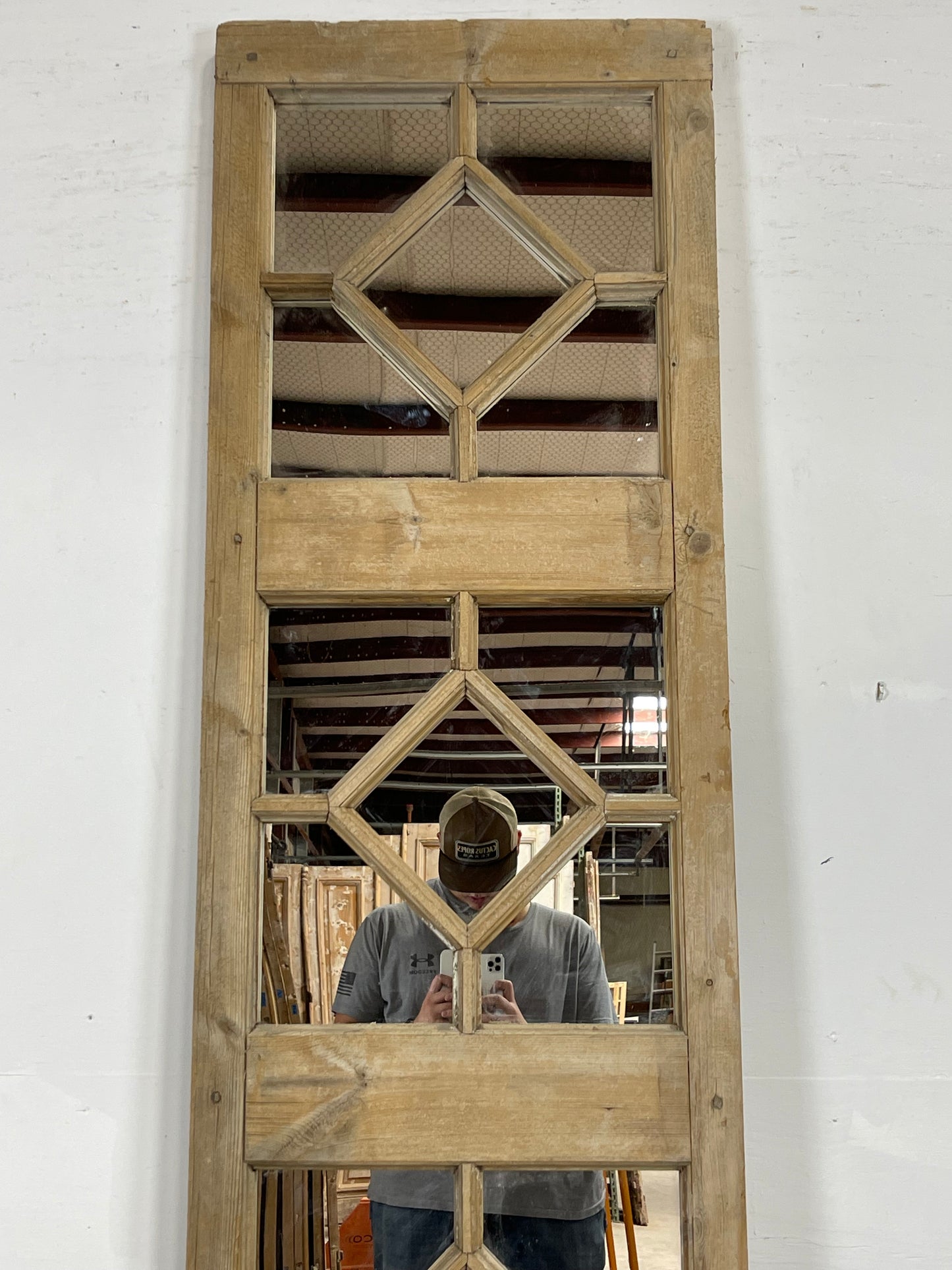 Antique French window with mirror (95.25x 22.5)   L390