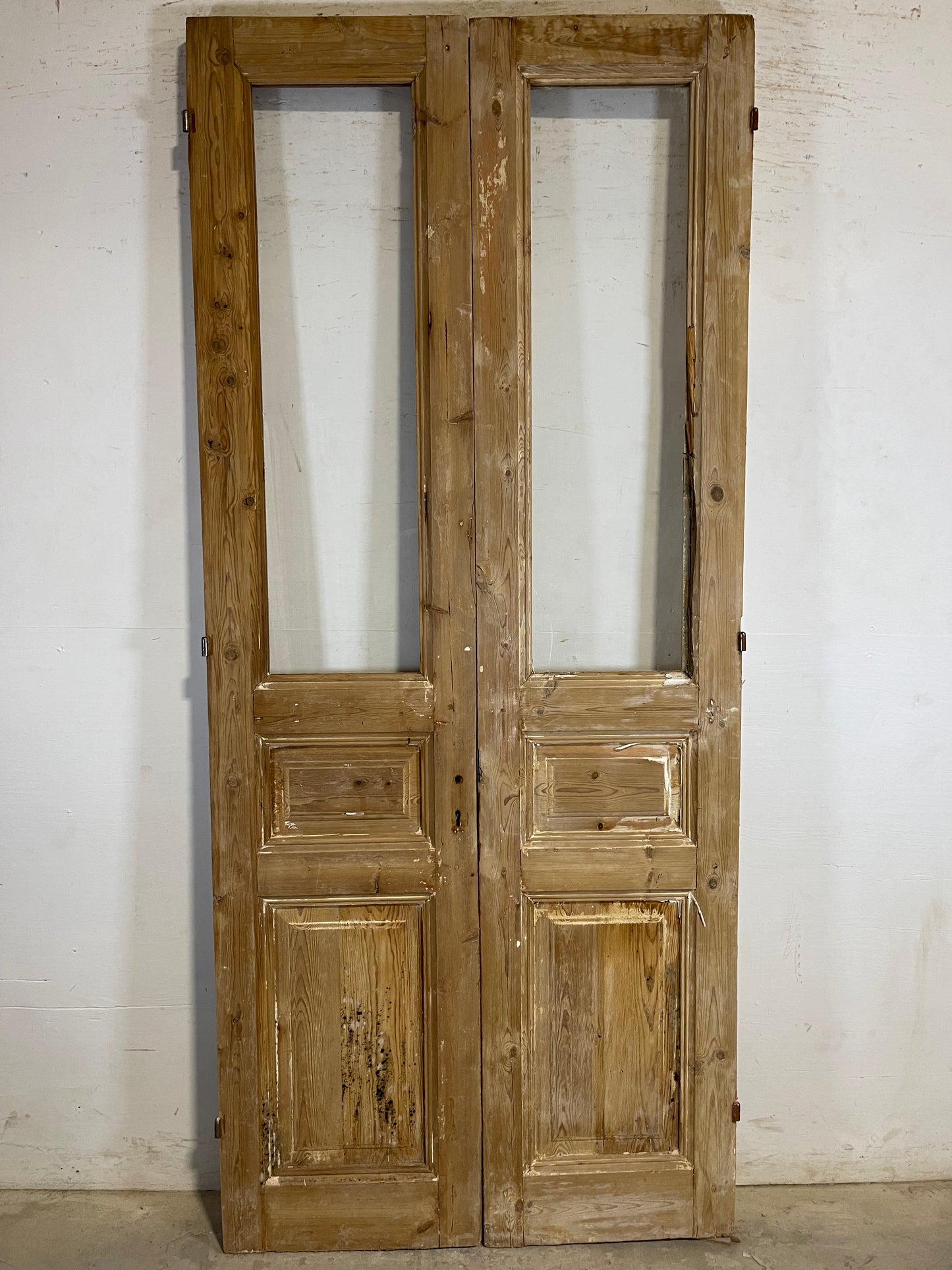 Antique French panel doors with glass (91.5x39.25) L153