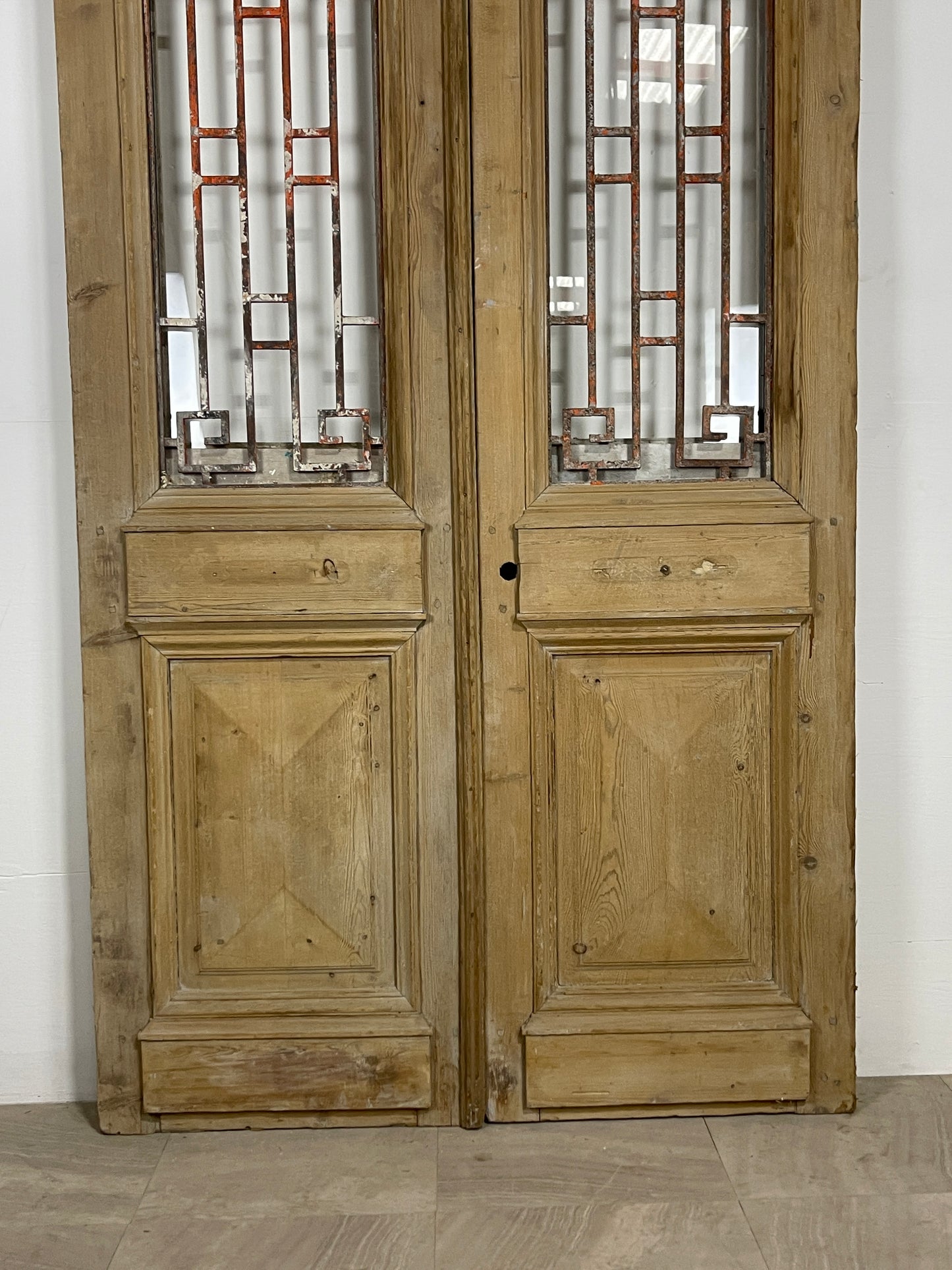 Antique French panel doors with Metal (92.5 x 51.25) O25