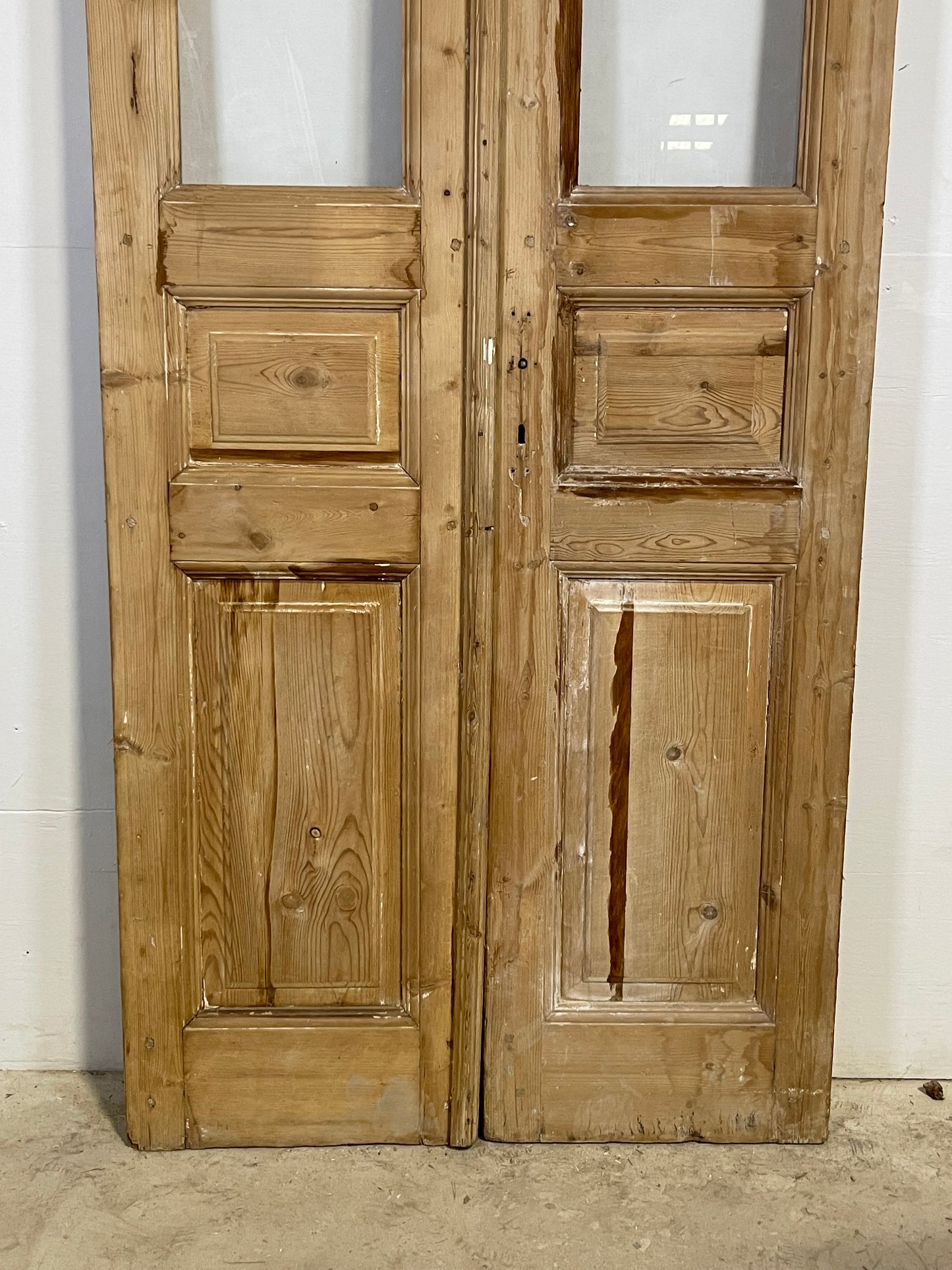 Antique French panel doors with glass (94.75x38.75) L350