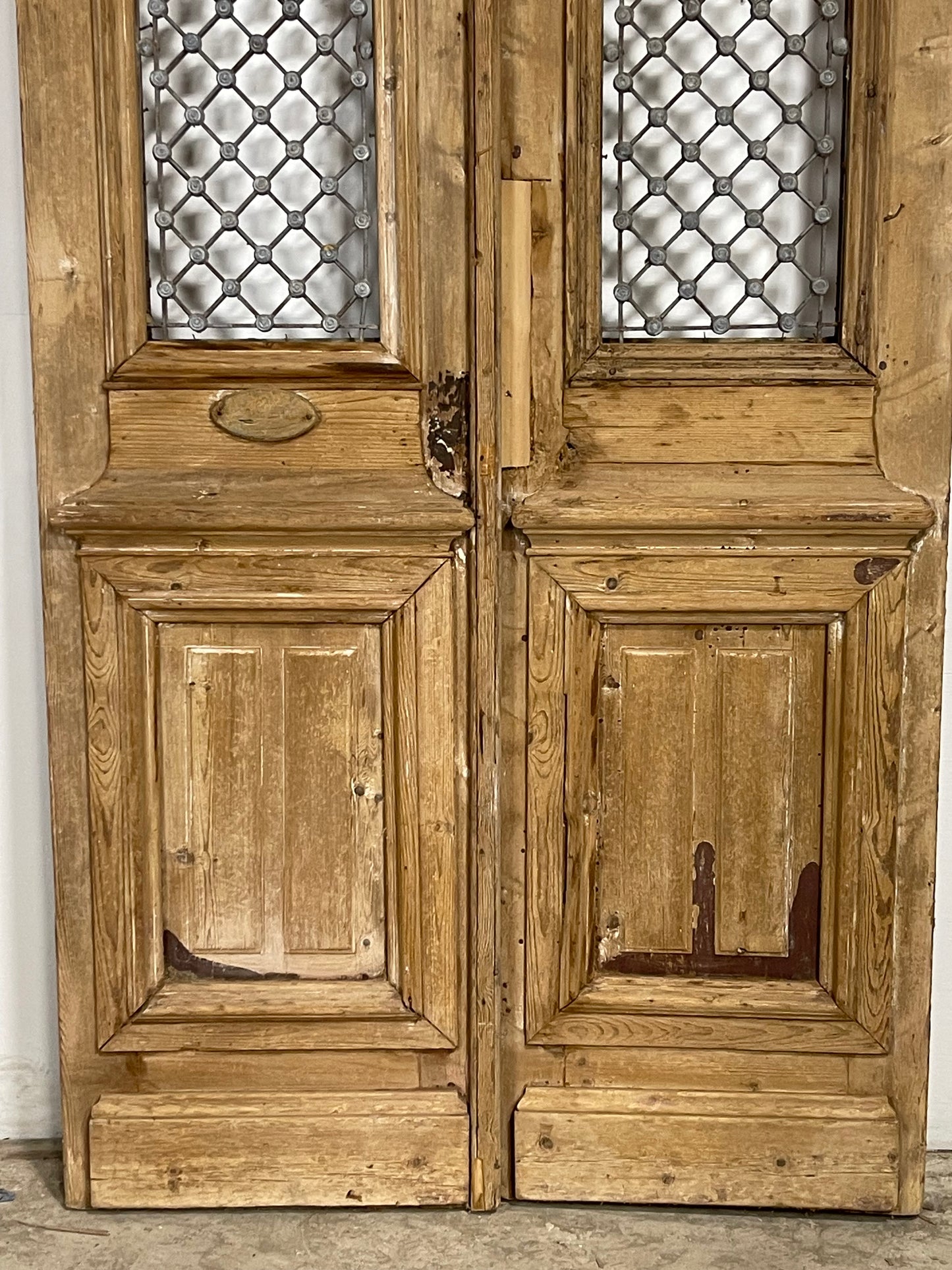 Antique French Panel Doors with Metal (121 x 47.5) M059