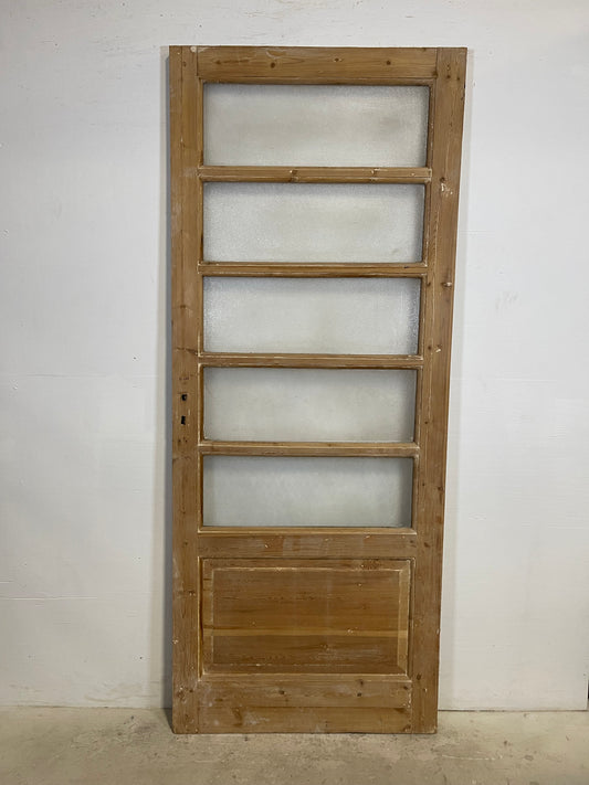 Antique French Panel Door with Glass  (88.5x36) L304