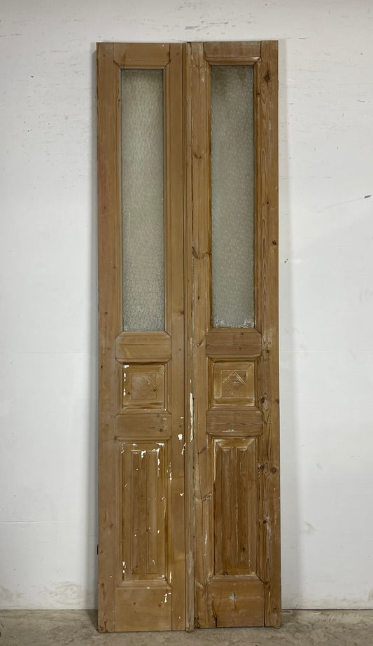 Antique  French Panel Doors with glass (102.5x32)   M080