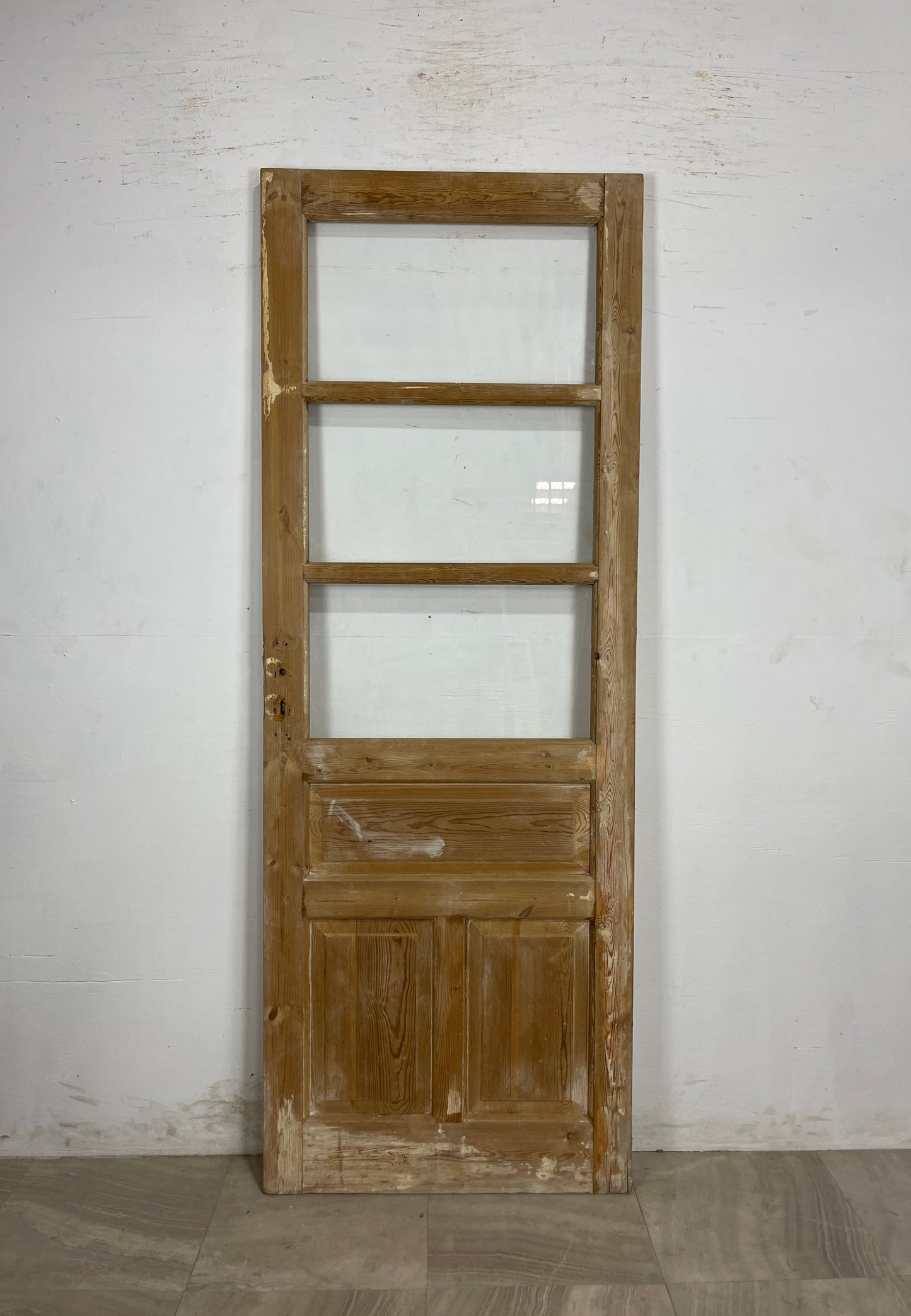 Antique French Panel Door with Glass  (86.75 x 31.75) N170