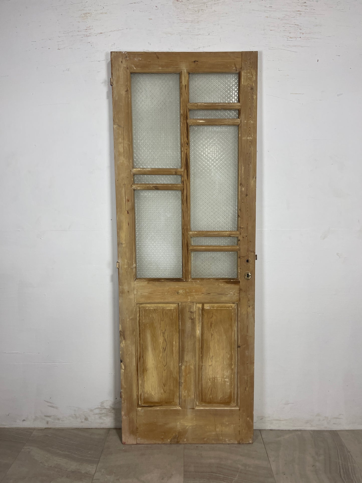 Antique French Panel Door with Glass  (84.5 x 29.75) N188