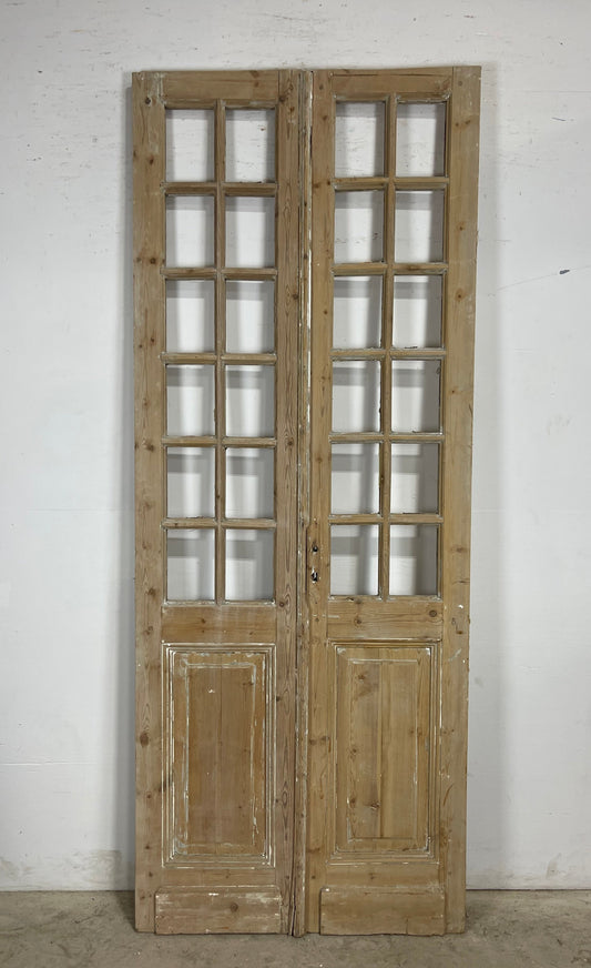 Antique  French Panel Doors with glass (97.5x38.5)   M114