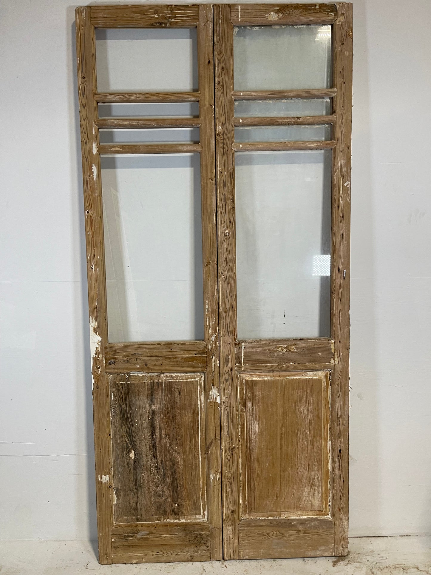 Antique French panel doors with glass (91x43) L205