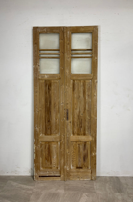 Antique French Panel Doors with Glass   (98 x 41)   N049