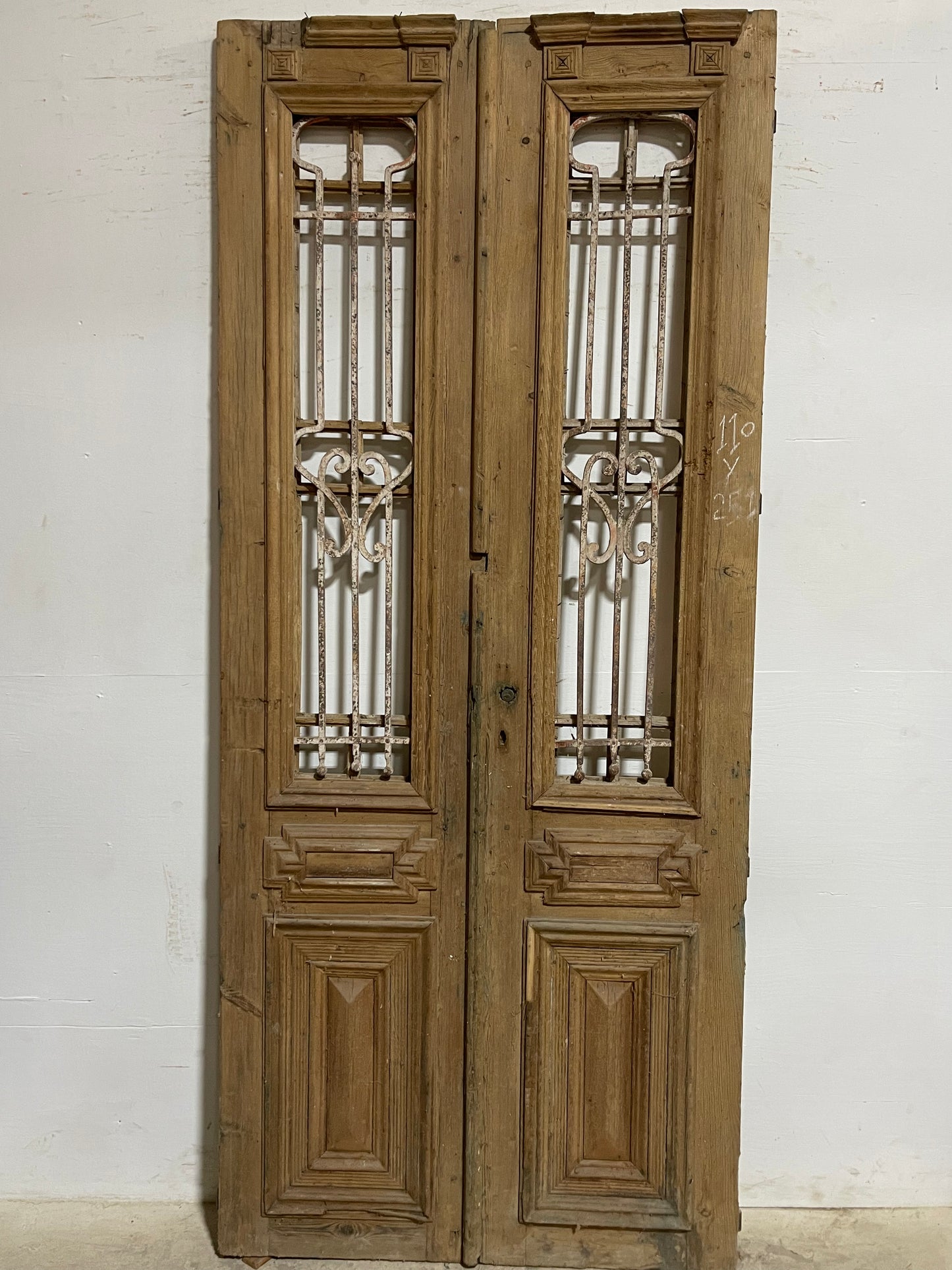 Antique French Panel Doors with Metal (99x42.5) K111