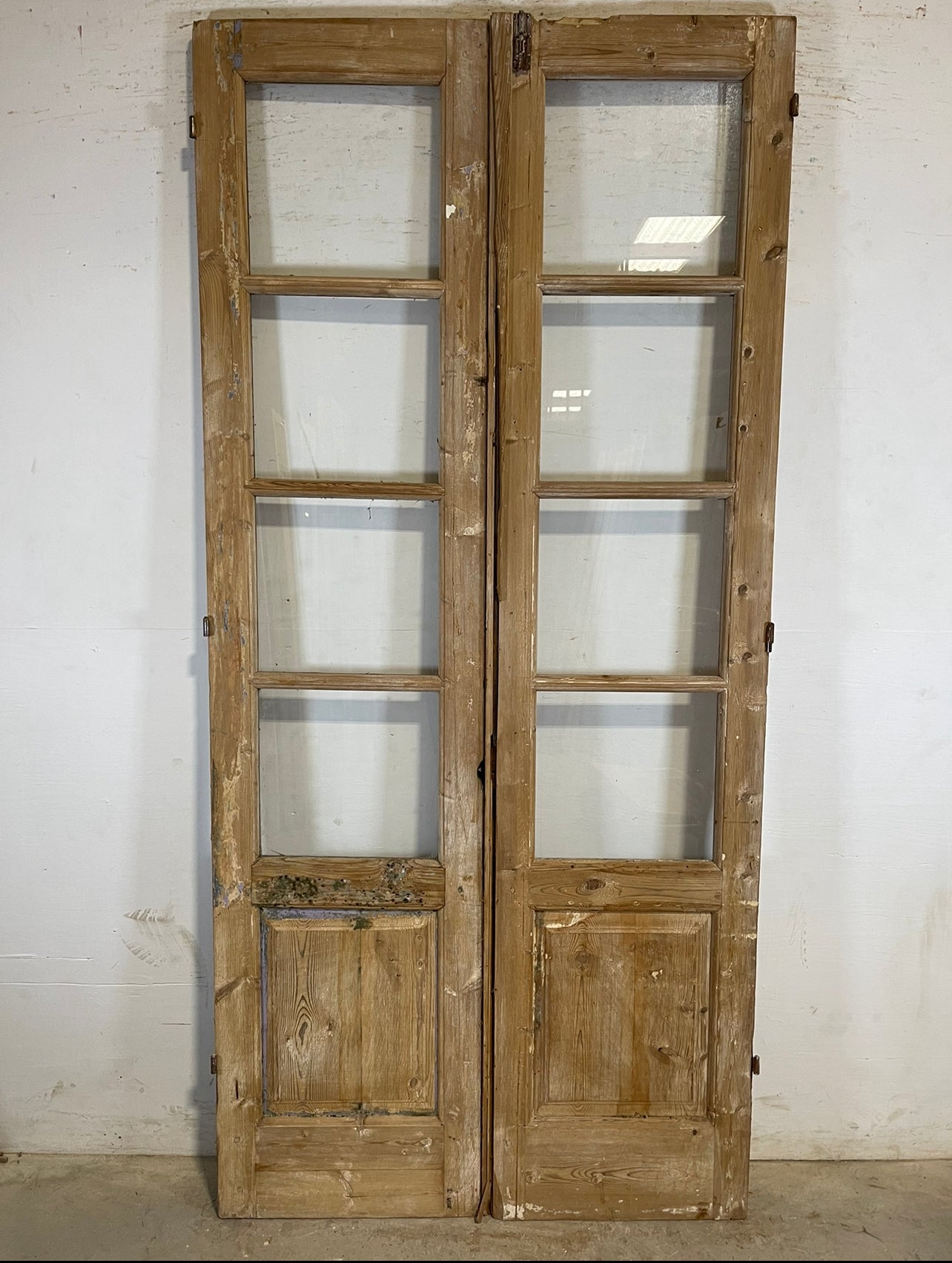 Antique French panel doors with glass (92.75x43.75) L163