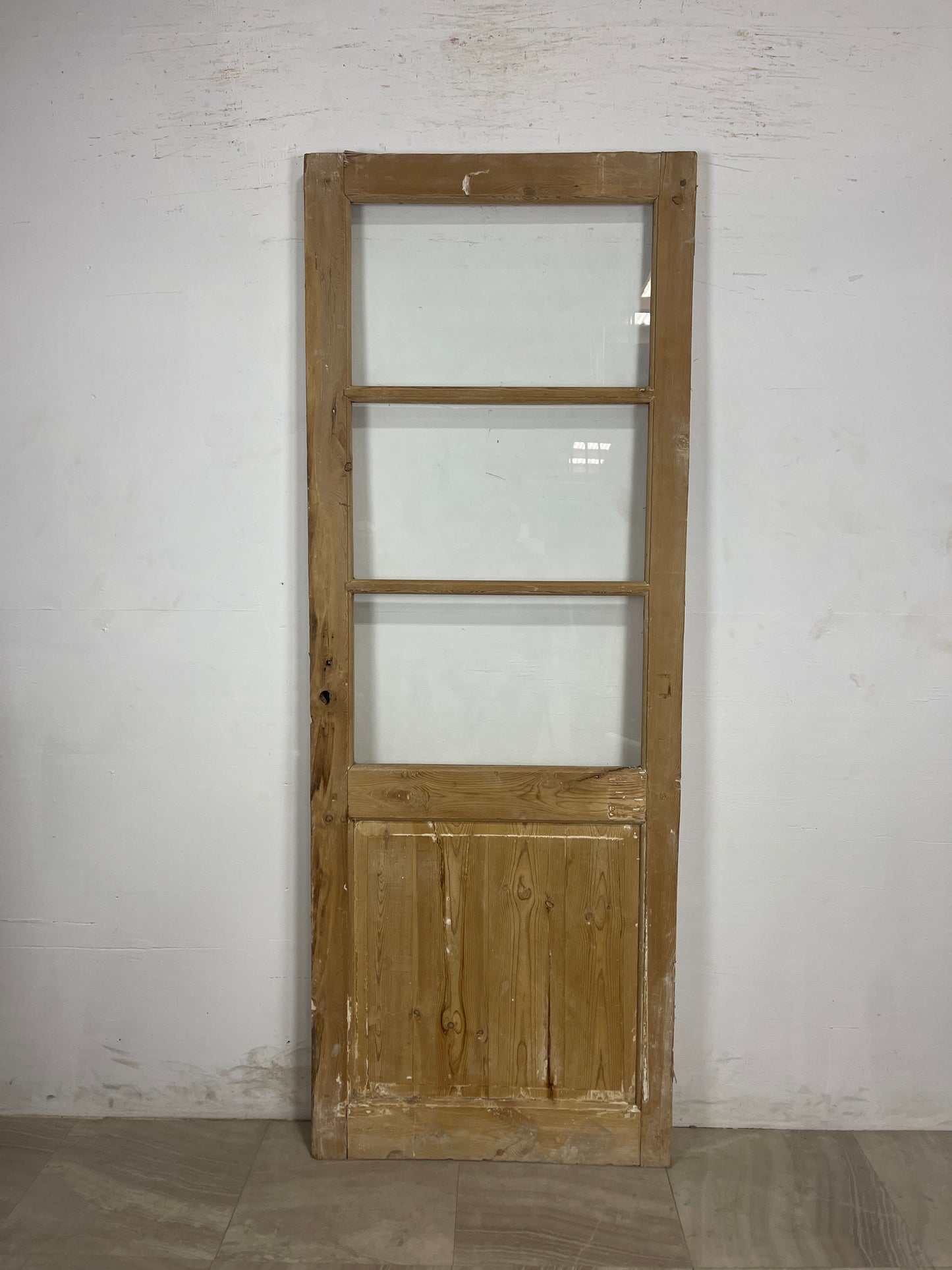 Antique French Panel Door with Glass  (86 x 28.75) N155